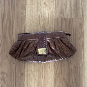 Brown Croco clutch by Amie